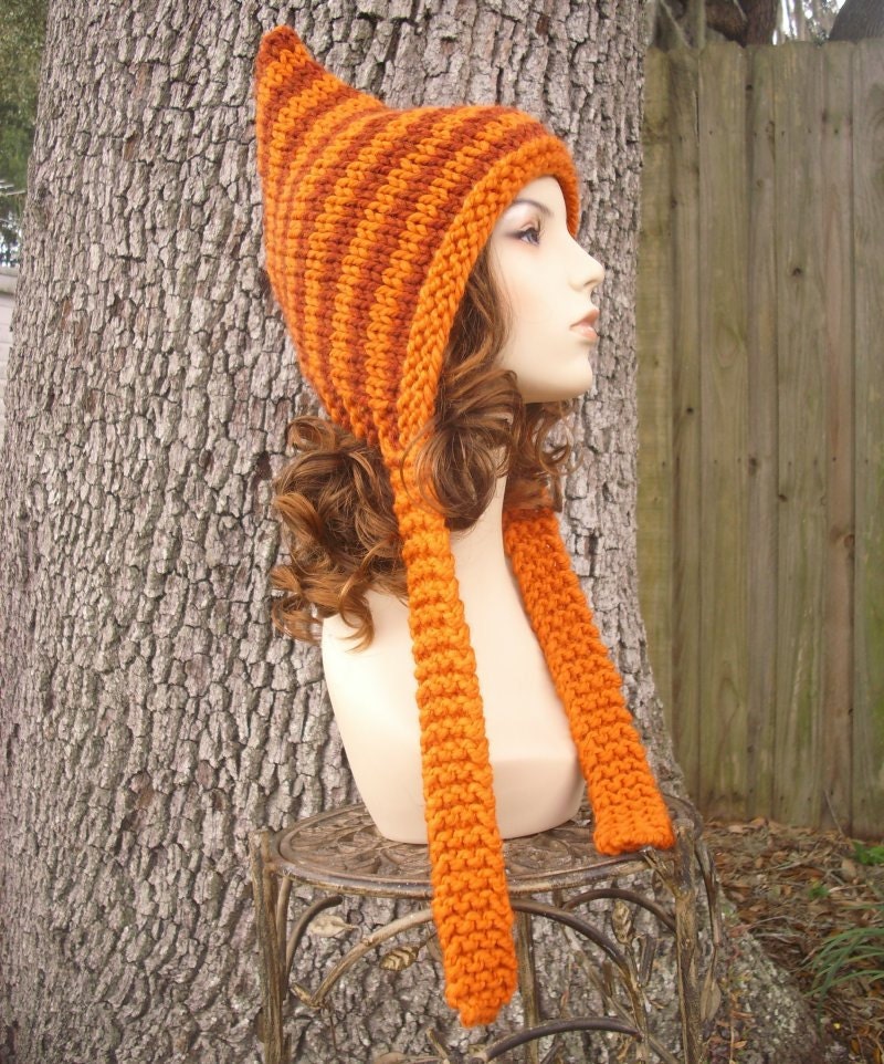 Chunky Knit Hat Pixie Hat Knit Hood Pixie Hood Womens Hat Etsy