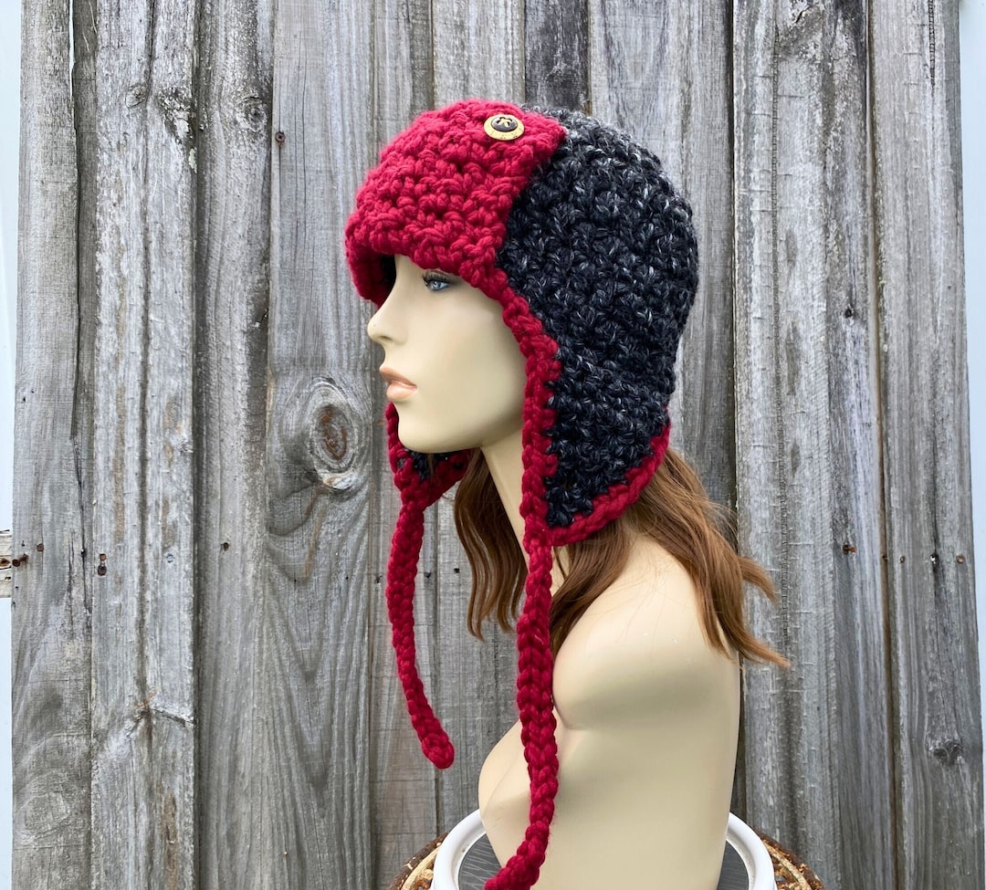 Trapper Hat, Ear Flap Hat, Chunky Crochet Hat, Womens Hat, Mens