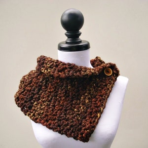 Chunky Crochet Neckwarmer, Chunky Crochet Cowl, Chunky Crochet Scarf, Lucienne Cowl, Sequoia Brown