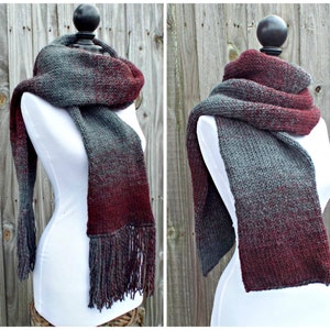 Knit Scarf, Womens Scarf, Mens Scarf, Oversized Scarf, Winter Scarf, Double Knit Scarf With Fringe image 4