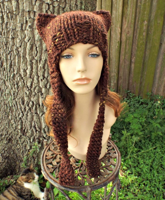Chunky Knit Hat, Hat With Ears, Womens Hat, Mens Hat, Winter  display picture 1