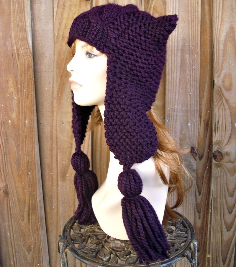 Ear Flap Hat, Cat Ear Hat, Chunky Knit Hat, Womens Hat, Mens Hat