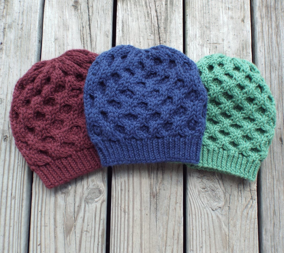 Knitted Hat Pattern Hat Knitting Pattern Cable Beanie Knitting Pattern ...