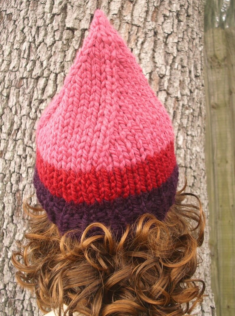 Knitted Gnome Hat Elf Hat Hand Knit Hat Womens Hat Winter Etsy