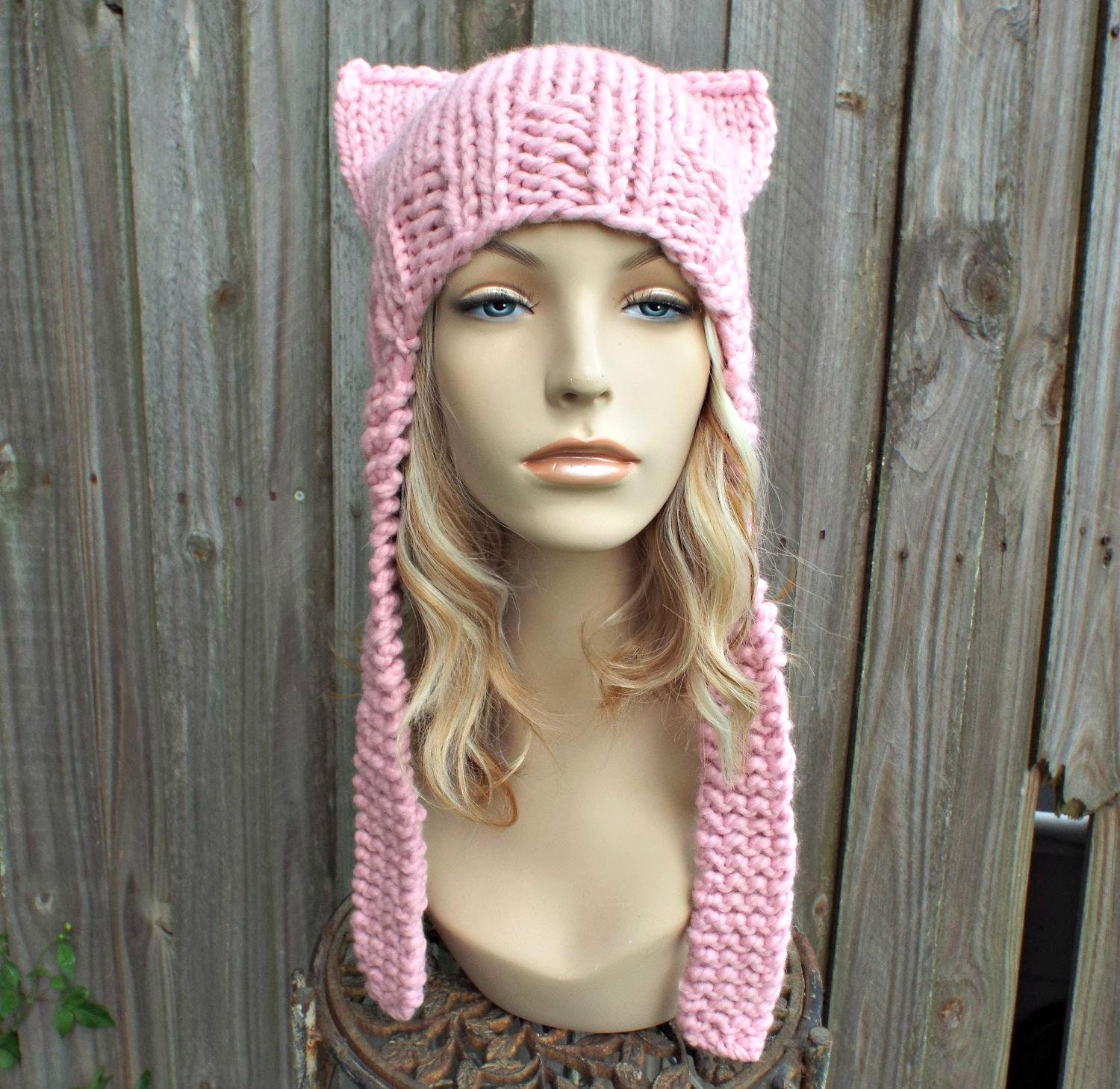 Pink Cat Hat, Chunky Knit Hat, Women Hat, Mens Hat, Winter Pink Cat Hat, Chunky Knit Hat, Women Hat, Mens Hat, Winter
