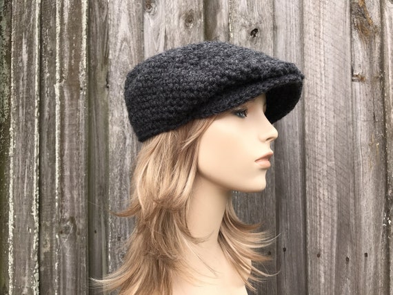 Golf Cap, Flat Cap, Newsboy Cap, Mens Hat, Womens Hat, Winter Hat, Crochet Hat, Newsboy Hat, Golf Hat, Charcoal Grey