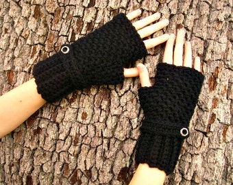 Fingerless Gloves, Fingerless Mitts, Fingerless Mittens, Crochet Gloves, Handwarmers, Hand Warmers, Winter Gloves, Texting Gloves, Black