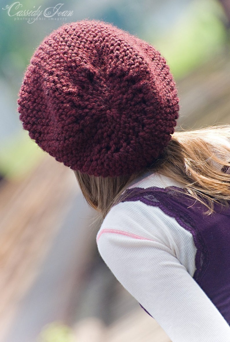 Oversized Knit Hat Womens Hat Winter Hat Mens Hat Slouchy Beanie Hat Burgundy Hat Burgundy Beanie Fall Fashion Chunky Hat Claret image 5