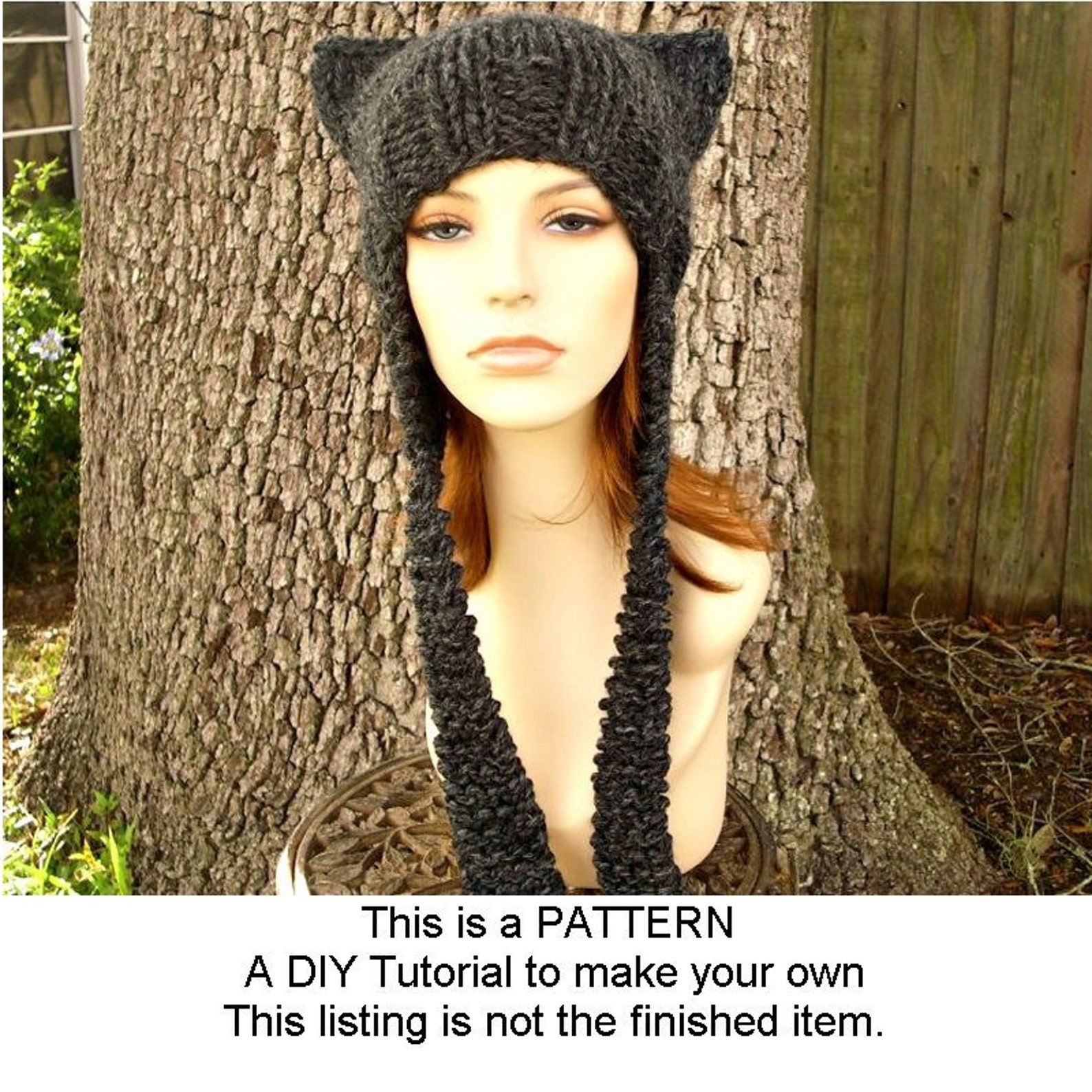 Knit Cat Hat Knitting Pattern Knit Hat Pattern Ear Flap Hat Etsy