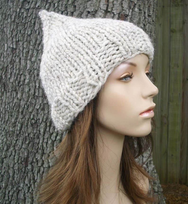 Knit Hat Womens Hat Gnome Hat in Wheat Knit Hat Wheat Hat Wheat Beanie Womens Accessories Winter Hat