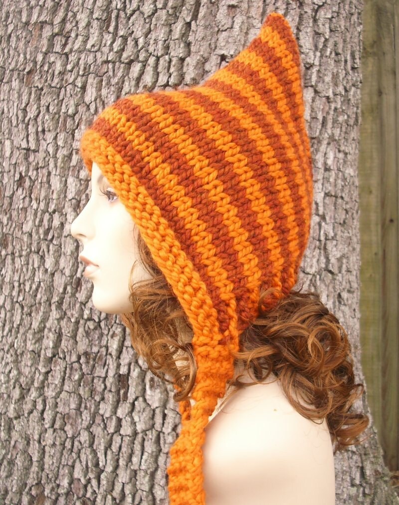 Chunky Knit Hat Pixie Hat Knit Hood Pixie Hood Womens Hat Etsy