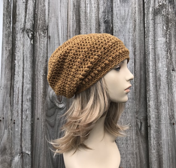 Women\'s Crochet Knitted Style Beanie Slouchy Hat Brown Soft Knit Beanie Lightweight Crochet Knitted Style Beanie  main image 4