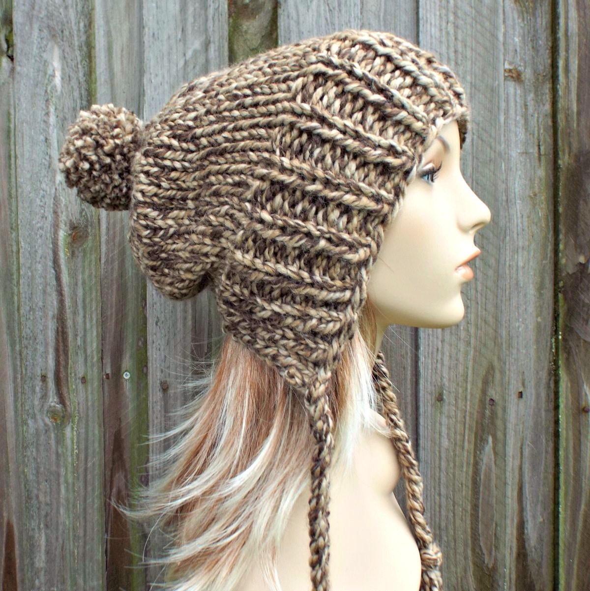 Toffee Brown Slouchy Hat Womens Hat Mixed Brown Hat Brown Etsy