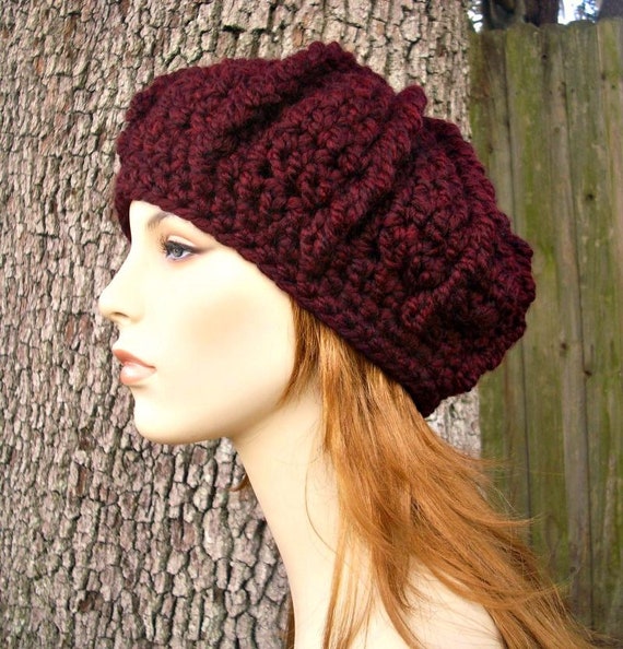 Oversized Beret, Chunky Crochet Hat, Womens Hat, Mens Hat 