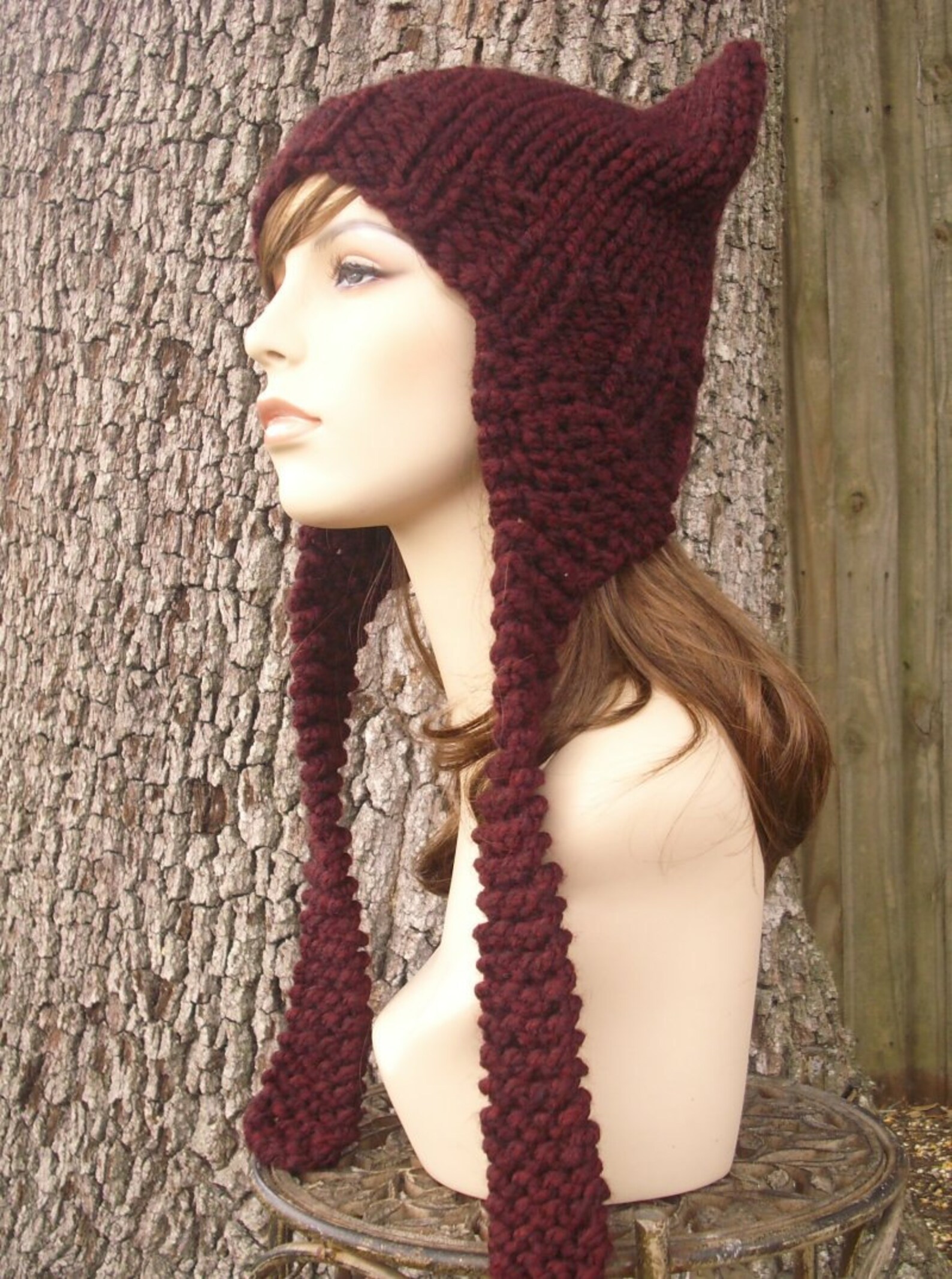 Chunky Knit Hat Cat Hat Hat With Cat Ears Womens Hat Mens Etsy