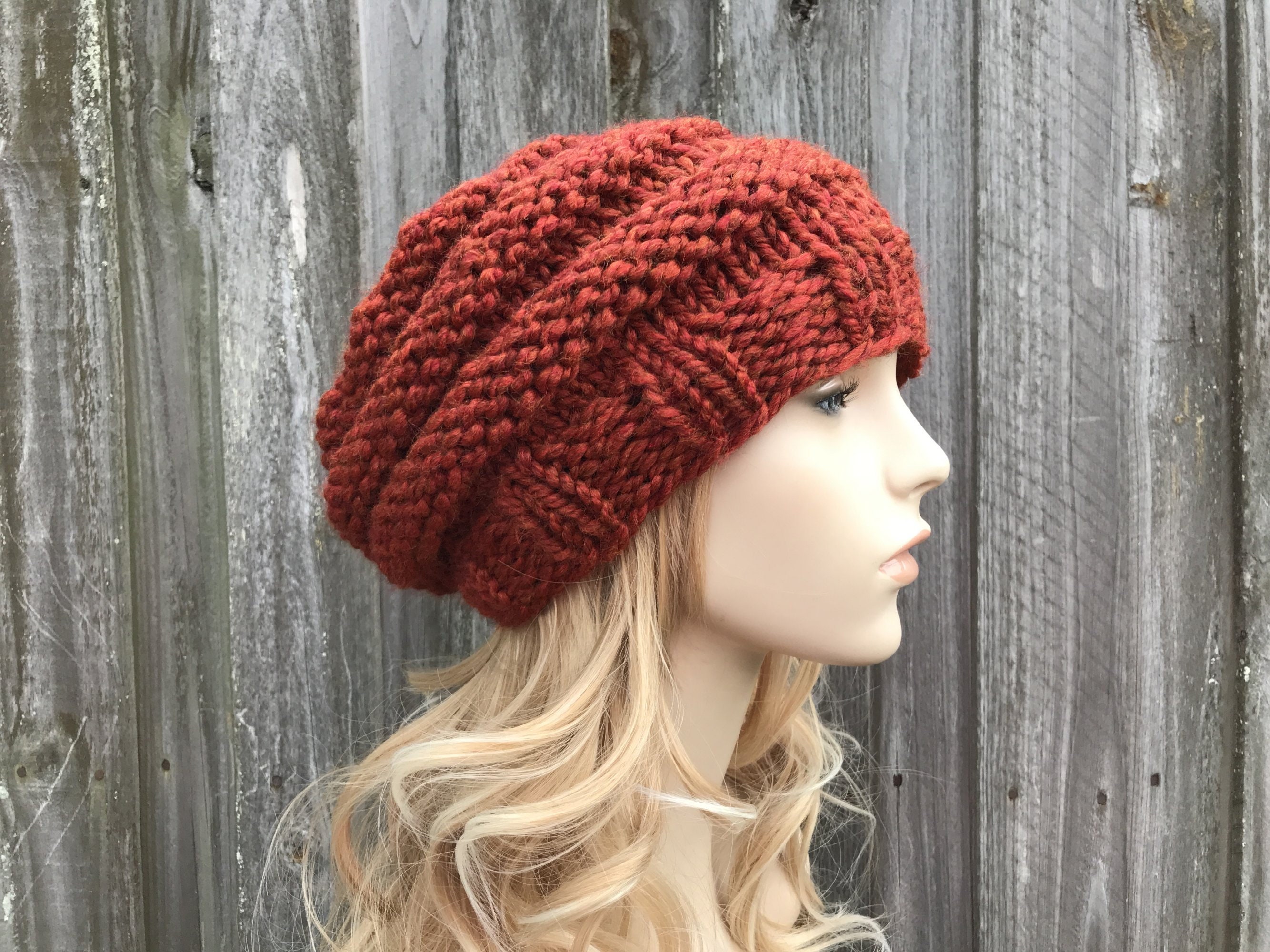 Chunky Knit Beret Knit Hat Womens Hat 
