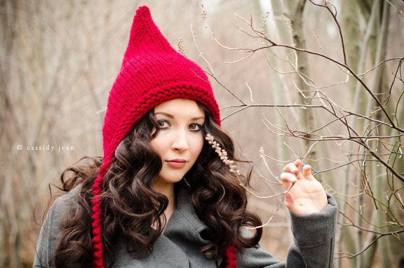 Adult Pixie Hat, Elf Hat, Chunky Knit Hat, Womens Hat, Winter Hat