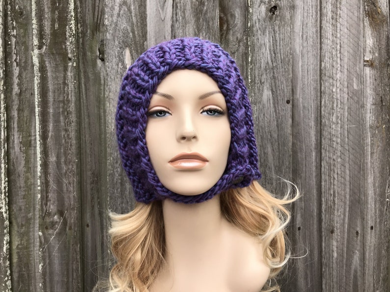 Aviator Hat Chunky Knit Hat Womens Hat Winter Hat Aviator Etsy