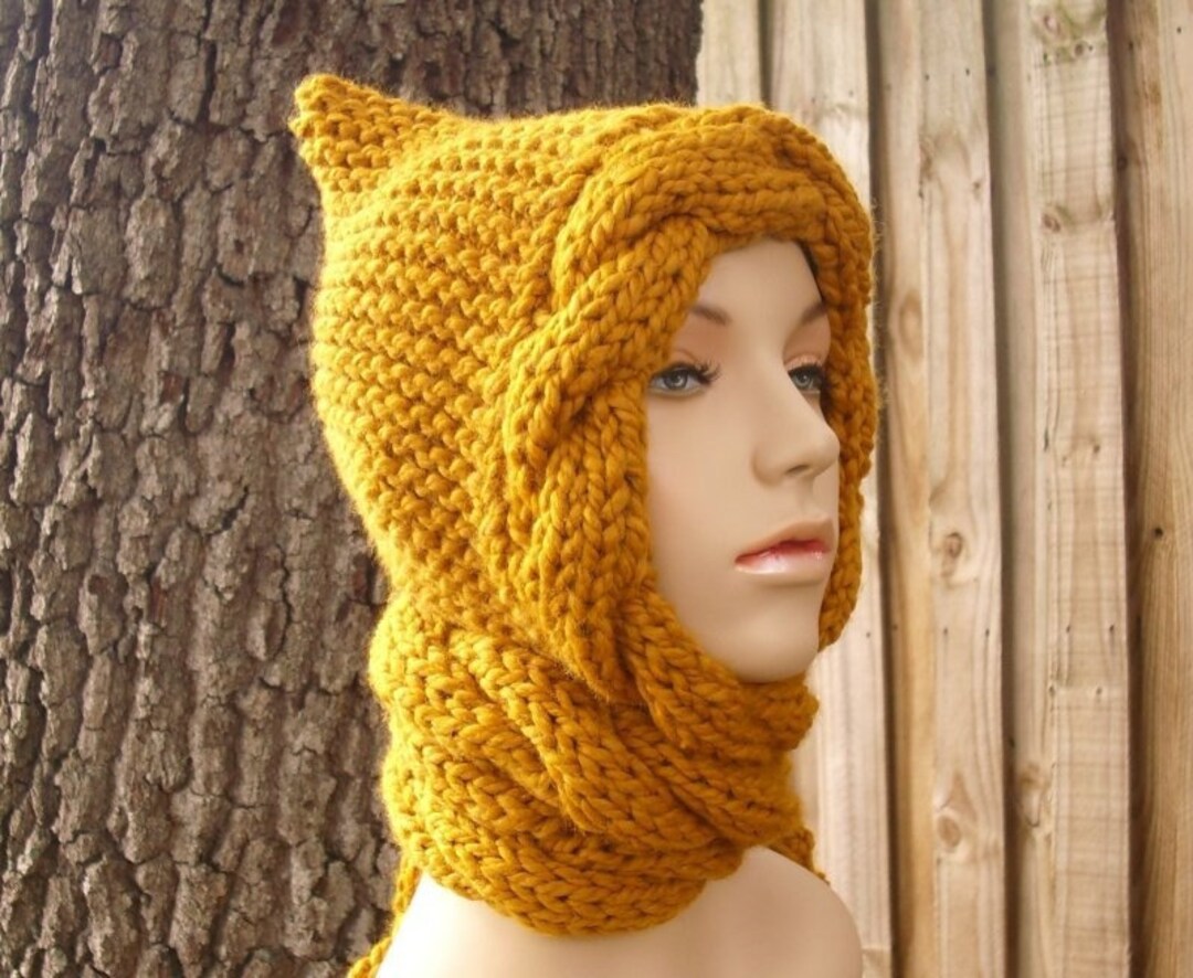 AFB  Big Hooded Scarf マフラー(Brown) Beige Hood Unisex, Organic Cotton Cowl Scarf, Cowl Shrug Men