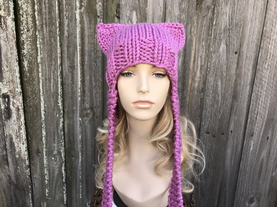 Chunky Knit Hat, Cat Hat, Hat With Cat Ears, Womens Hat  display picture 1