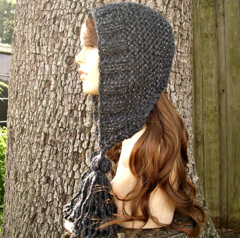 Chunky Knit Hat With Tassels Womens Hat Winter Hat Knit Etsy