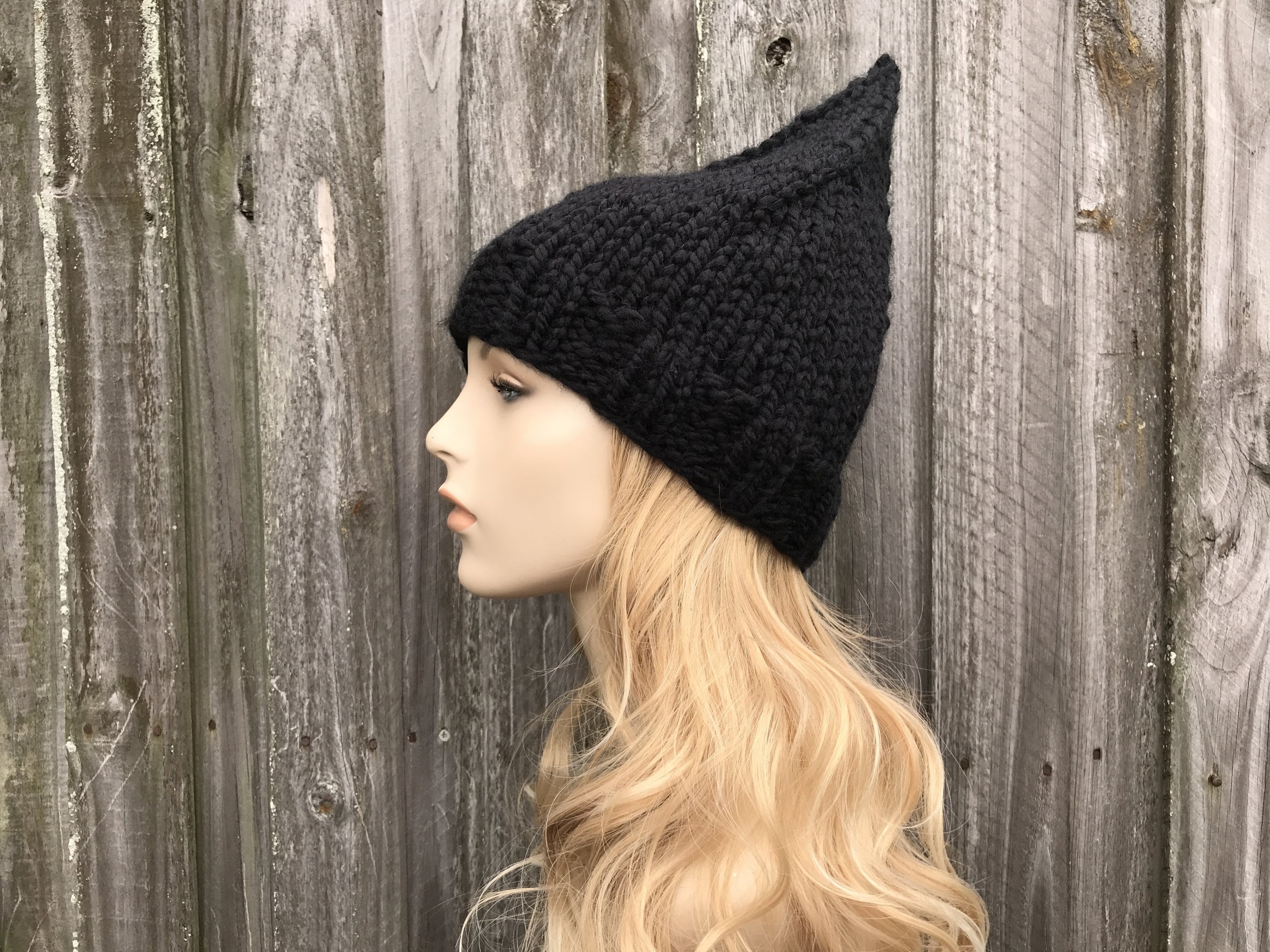 New Custom Designed Black Slouchy Beanie with Flying Witch on Broomstick. What main image 3