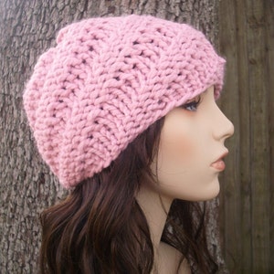 Chunky Knit Hat, Womens Hat, Mens Hat, Winter Hat, Knit Beanie, Knit Cap, Womens Beanie, Mens Beanie, Swirl Beanie, Blossom Pink image 2