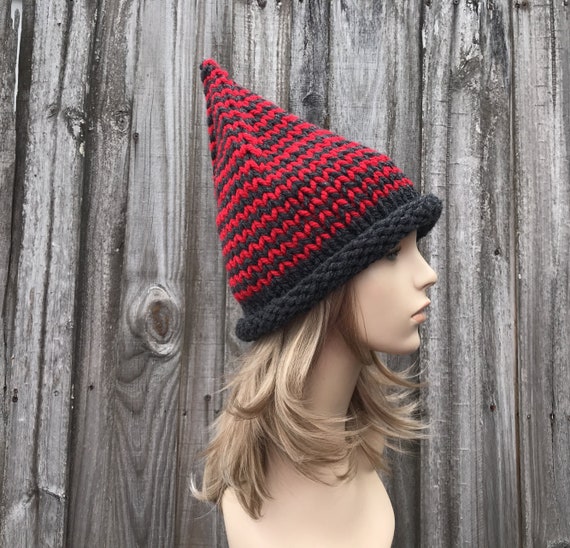 Striped Witch Hat, Wizard Hat, Halloween Costume, Womens Hat, Mens