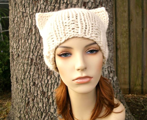 Adult Brown Chunky Knit Cat Ear Beanie Cat Ear Beanie Knitting Pattern/ Knitted Cat Hat/hat Pattern  main image 4