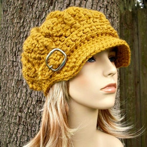 Newsboy Hat, Chunky Crochet Hat, Womens Hat, Mens Hat, Winter Hat, Fall Fashion, Winter Accessories, Oversized Newsboy Cap, Goldenrod