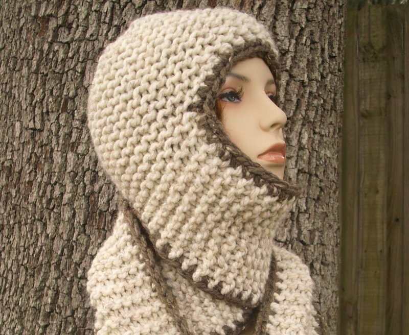 AFB Big Hooded Scarf ニット帽付きマフラー Amazon.co.jp: ニット帽 マフラー付き ニット 統合された耳の