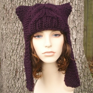 Chunky Knit Hat, Trapper Hat, Womens Hat, Mens Hat, Winter Hat, Cable Knit Hat, Earflap Hat, Ear Flap Hat