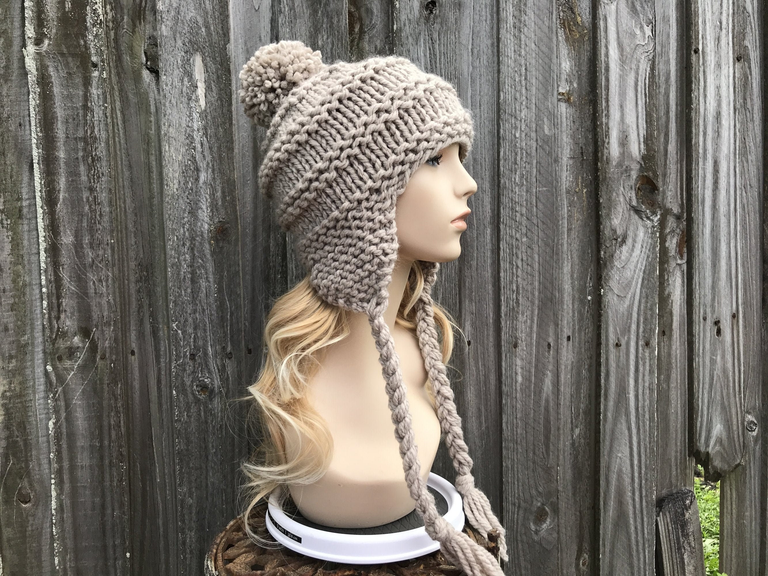 Hotch Knits 100% Wool GORE-TEX Earflap Ski Hat Handmade in USA #knitwear Amazon.com: Hand Knit Sherpa Wool Unisex Hat with Micro  main image 4