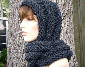 Instant Download Knitting Pattern, Knit Hood Pattern, Knit Hat Pattern, Gretel Wrap Hood Pattern, Womens Hat Pattern