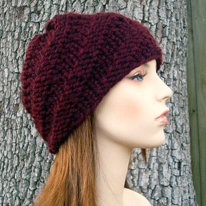 Hand Knit Accessories, Chunky Knit Hat, Womens Hat, Mens Hat, Winter Hat, Knit Beanie, Knit Cap, Fall Fashion, Winter Accessories, Claret