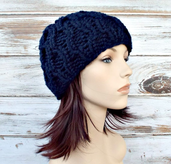 Knit Hat Navy Blue Womens Hat Amsterdam Beanie in Navy Blue Etsy