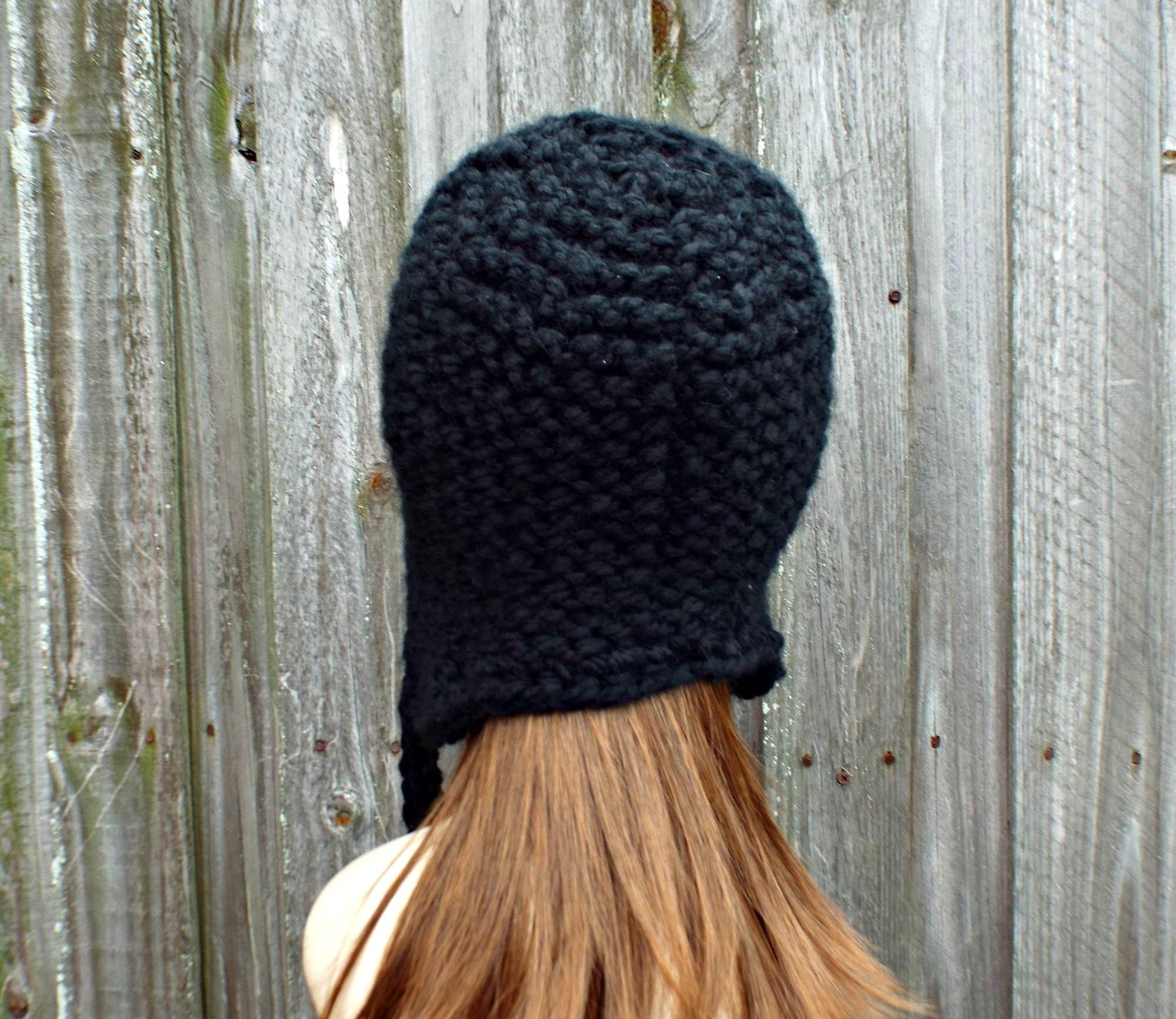 Ear Flap Hat, Chunky Knit Hat, Womens Hat, Mens Hat, Winter Hat, Earflap Hat, Knit Beanie, Knit Cap, Garter Helmet, Black - Etsy Ear Flap Hat, Chunky Knit Hat, Womens Hat, Mens Hat, Winter Hat, Earflap Hat, Knit Beanie, Knit Cap, Garter Helmet, Black - Etsy
