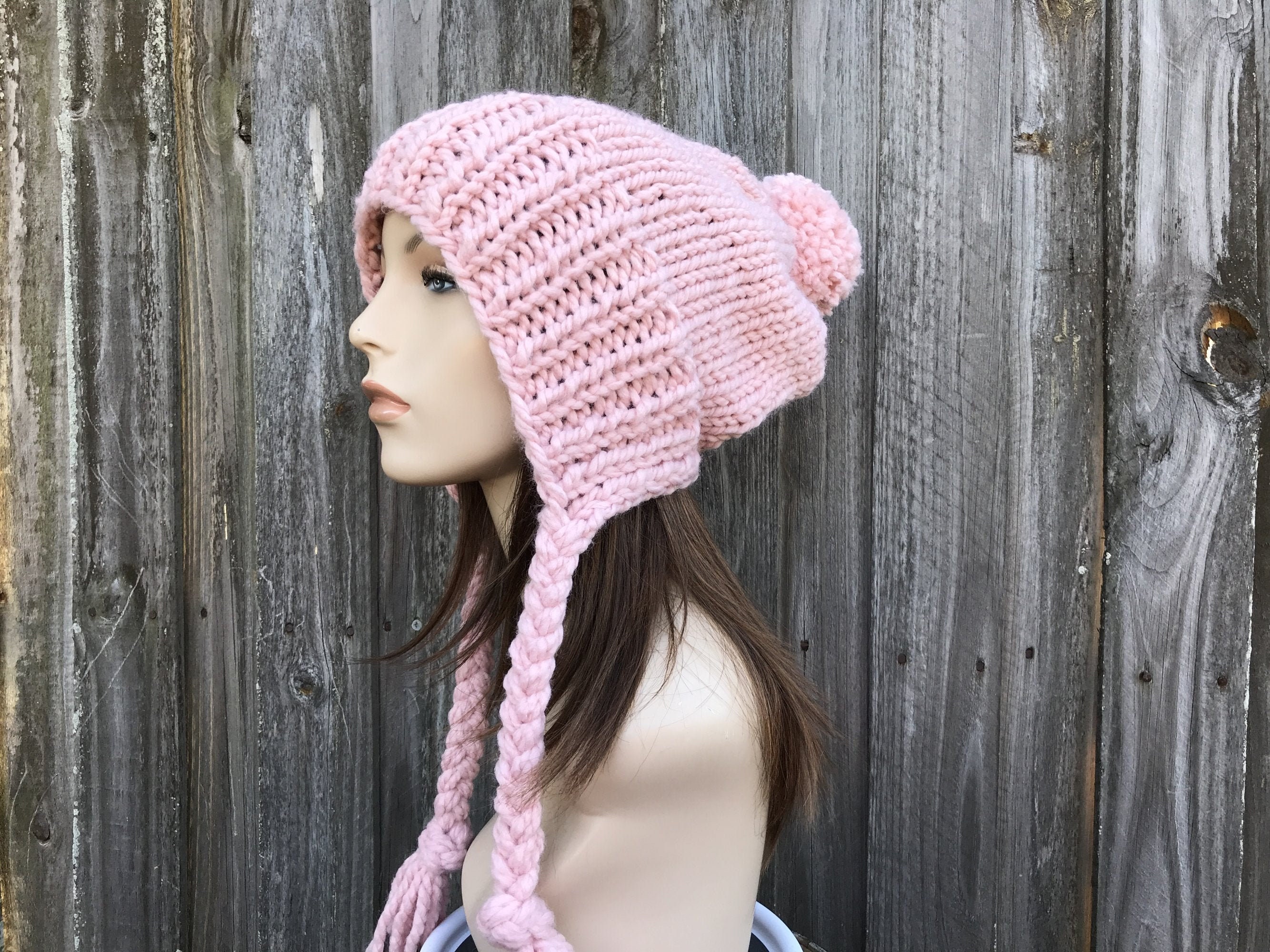 Chunky Knit Hat with Real Fur Pom-pom