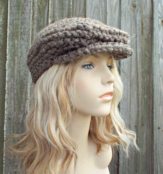 Golf Cap, Golf Hat, Flat Cap, Chunky Knit Hat, Womens Hat, Mens Hat, Winter Hat, Knit Cap, Newsboy Hat, Newsboy Cap, Barley Brown