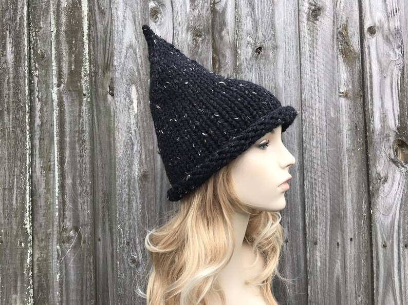 Knit Witch Hat Witch Beanie Halloween Hat Wizard Hat Etsy