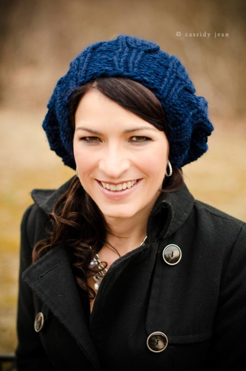 Chunky Knit Hat Womens Beret Womens Hat Winter Hat Fall Etsy