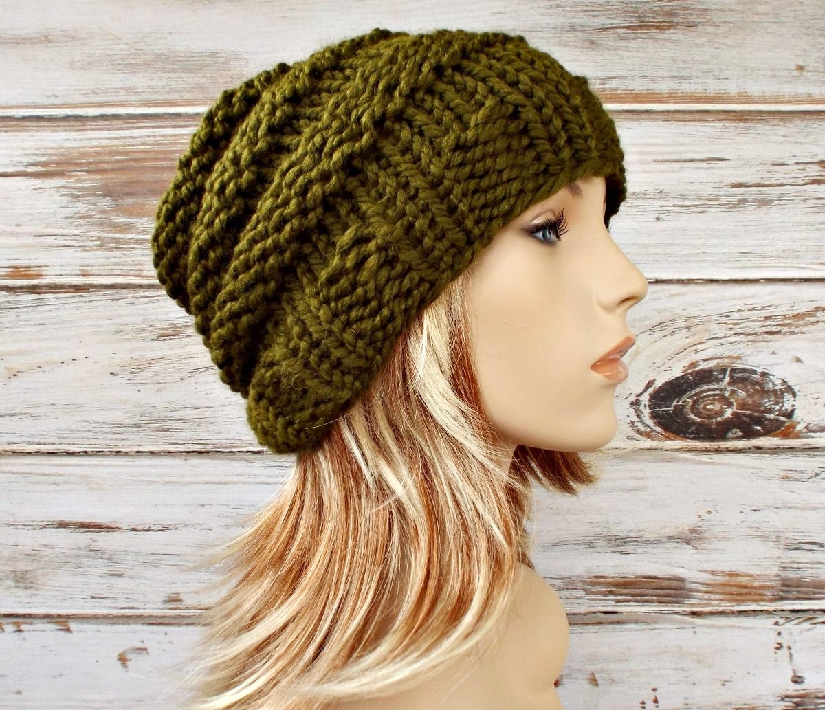 HandKnit Chunky Cilantro Wool Blend Ribbed Knit Beanie Close-Fit Wool-Blend Ribbed Knit Beanie — The Dashery main image 4
