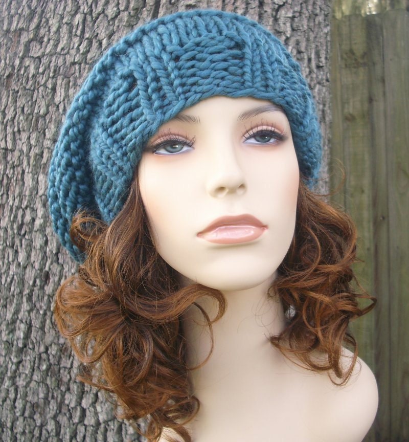 Chunky Knit Hat Womens Hat Winter Hat Slouchy Beanie Knit Etsy