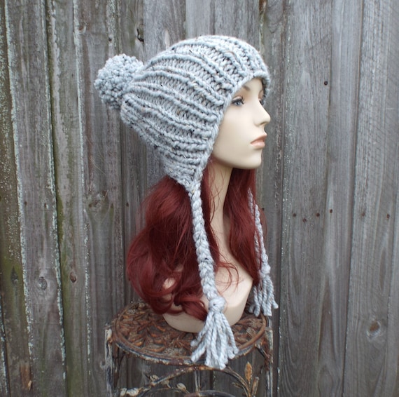 Hand Knit Grey Ribbed Knit Slouchy Beanie Hand Knit Beanie, Chunky Knit Hat, Womens Hat, Mens Hat  main image 2