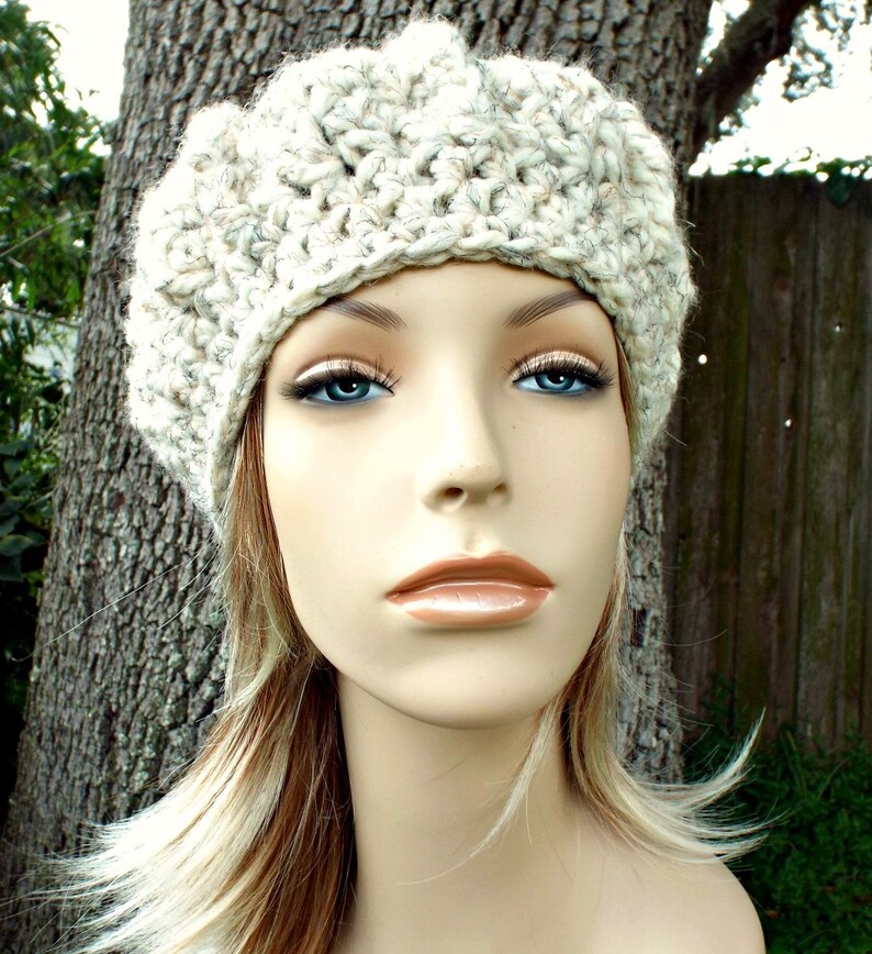 Crochet Hat Wheat Cream Womens Hat Oversized Monarch Ribbed Etsy