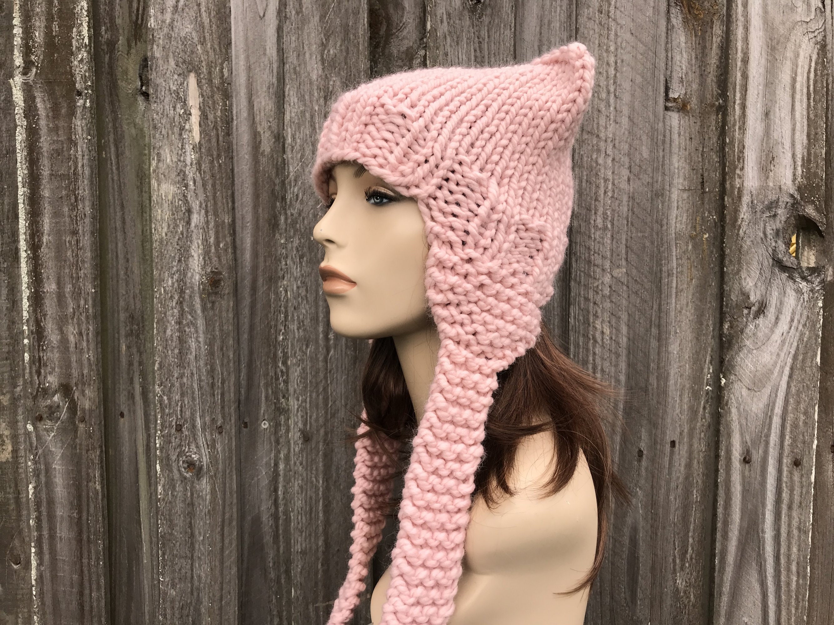 Cat Ear Flap Hat, Chunky Knit Hat, Womens Hat, Mens Hat 
