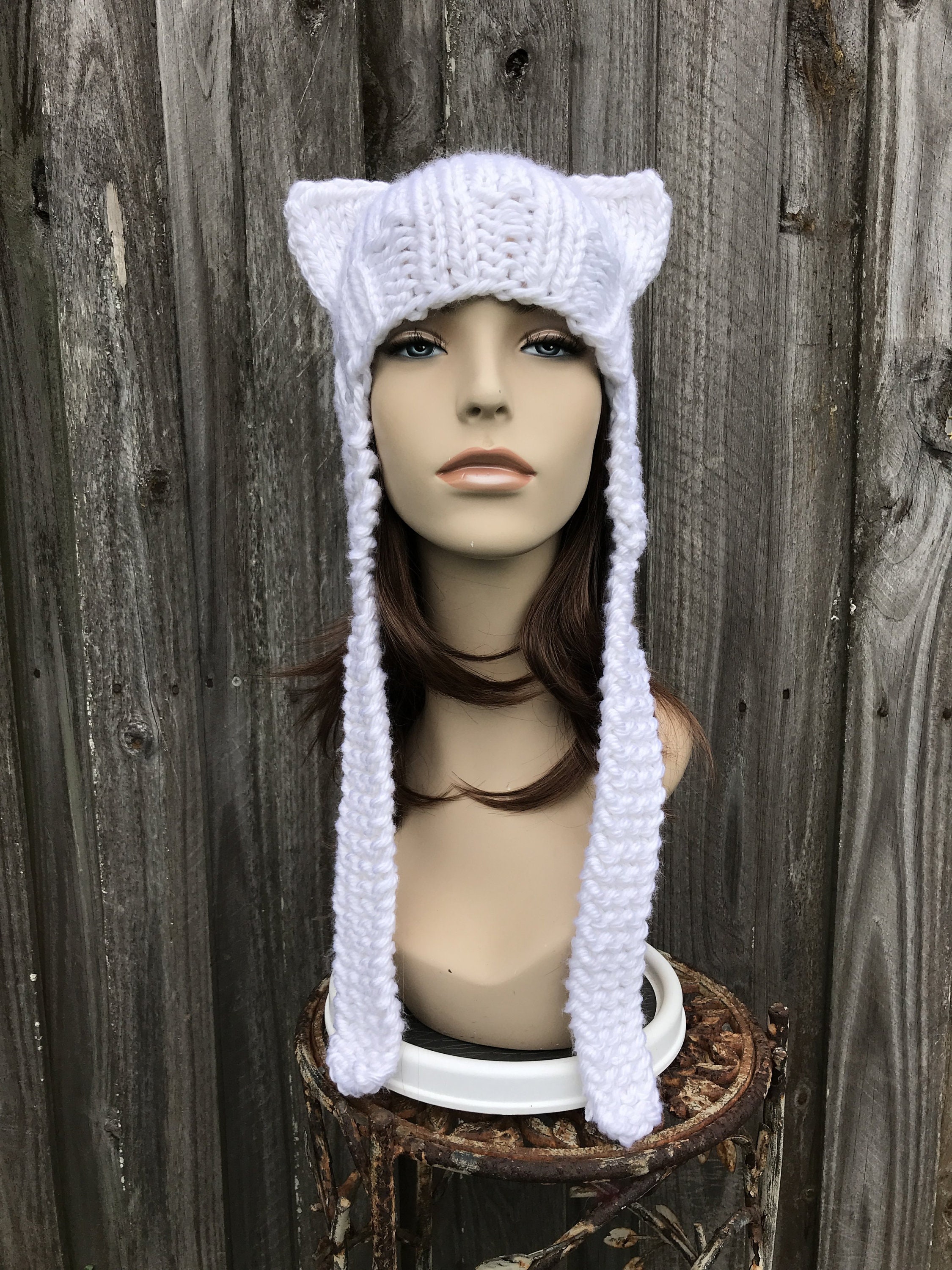 Chunky Knit Hat, Cat Hat, Hat With Cat Ears, Womens Hat