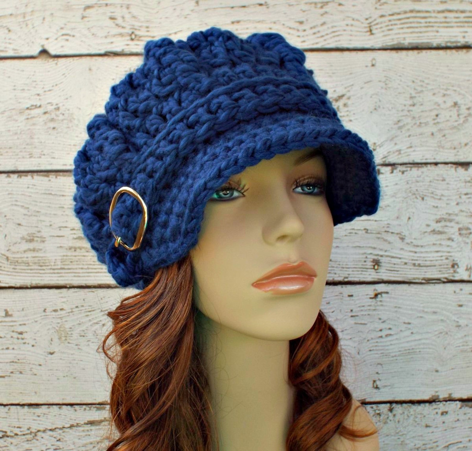 Crochet Hat Womens Hat Blue Hat Blue Newsboy Hat Oversized | Etsy