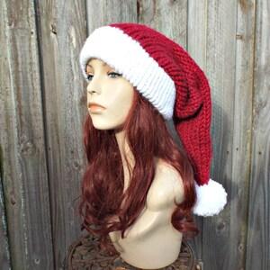 Santa Hat Knitting Pattern - Instant Download Knit Hat Pattern - Christmas Hat Pattern - Adult Size Double Brim Santa Hat Pattern Winter Hat image 4