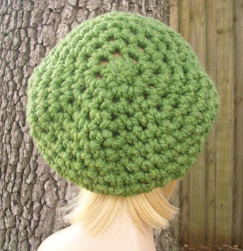 Chunky Crochet Hat, Womens Hat, Mens Hat, Winter Hat, Newsboy Cap, Newsboy Hat, Crochet Cap, Crochet Beanie, Grass Green image 5